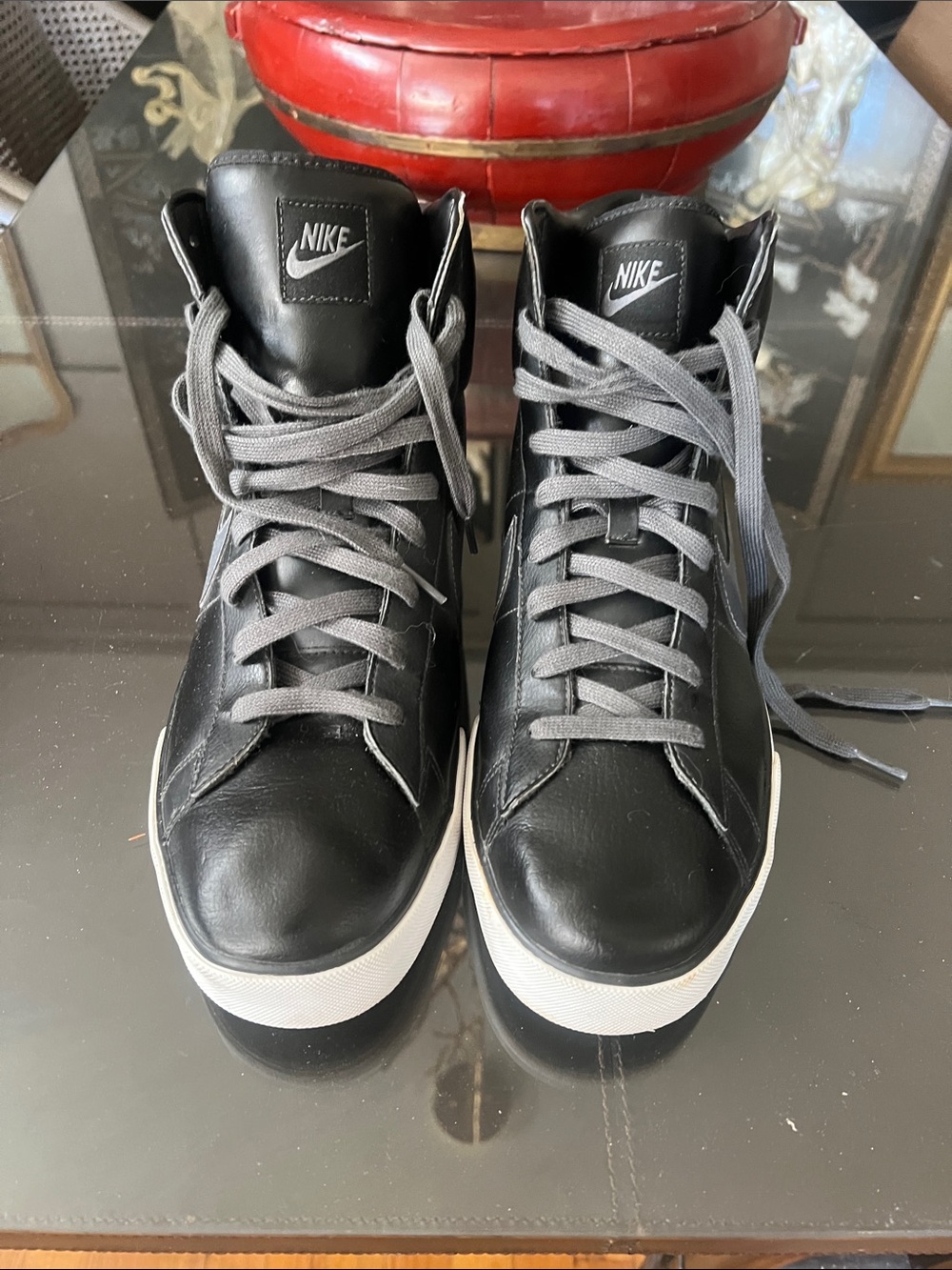 Nike Black High-Top Blazers  W/Gray Laces and White Soles mens size 14